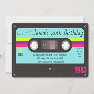 80's Verjaardagsfeestje, Retro Cassettebandje Kaart