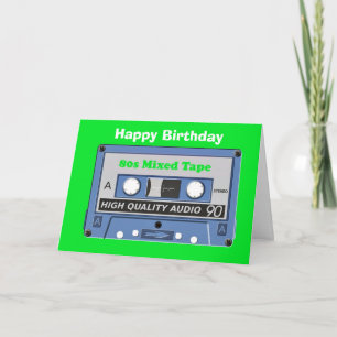 80s verjaardagskaart met 80s mixed tape kaart