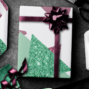 80s Vers Abstract   Roze en Groen Vormenpatroon Cadeaupapier