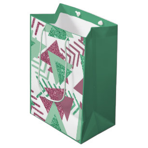 80s Vers Abstract Roze en Groen Vormenpatroon Medium Cadeauzakje