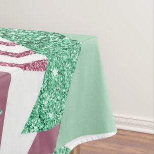 80s Vers Abstract Roze en Groen Vormenpatroon Tafelkleed