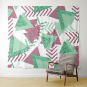80s Vers Abstract | Roze en Groen Vormenpatroon Wandkleed (In Situ (horizontaal))