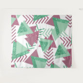 80s Vers Abstract | Roze en Groen Vormenpatroon Wandkleed (Voorkant (horizontaal))