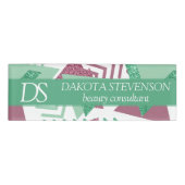 80s Vers Abstract | Roze en Groene Vorm Monogram Naambadge (Voorkant)