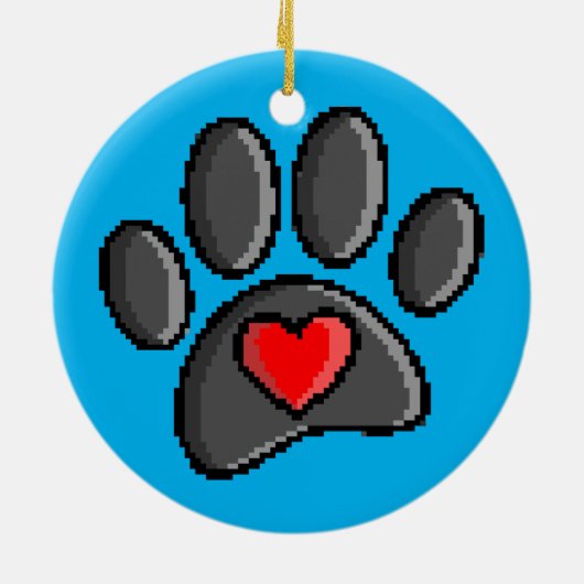 80s videospel 8-bits Pixel Art Dog Paw Patch Keramisch Ornament (Achterkant)