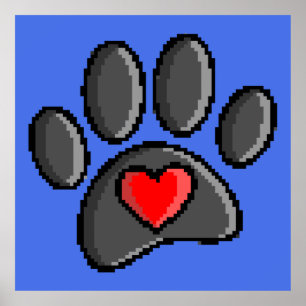 80s videospel 8-bits Pixel Art Dog Paw Print