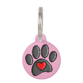 80s videospel 8-bits Pixel Art Dog Paw Print Huisdierpenning