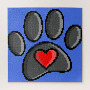 80s videospel 8-bits Pixel Art Dog Paw Print Legpuzzel