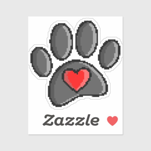 80s videospel met 8 bits pixels Art Dog Paw Sticker (Vel)