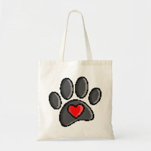 80s videospel met 8 bits pixels Art Dog Paw Tote Bag
