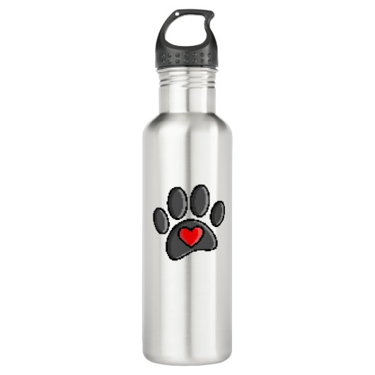 80s videospel met 8 bits pixels Art Dog Paw Waterfles (Voorkant)