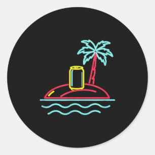 80s vintage bier retro bord stijl miami hawaii ronde sticker