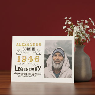 80ste verjaardag 1946 Legende Wit & Goud Foto Kaart