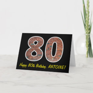 80ste verjaardag - bakstenen muurpatroon "80" w / kaart