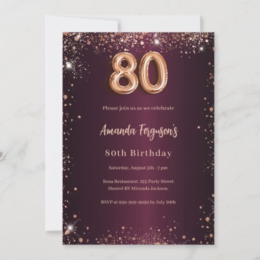 80ste verjaardag Bourgondië roos Kaart (Voorkant)