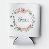 80ste verjaardag Elegante roze rozenbloem Blikjeskoeler (Voorkant)