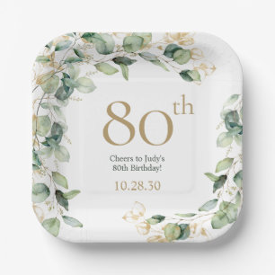 80ste verjaardag Eucalyptus Papieren Bordje
