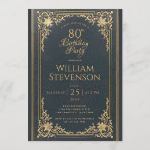 80ste Verjaardag  Goud op Navy Blue Elegant Kaart