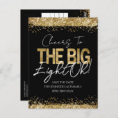 80ste verjaardag Goud Zwart Save the Date briefkaa Briefkaart (Voorkant / Achterkant)