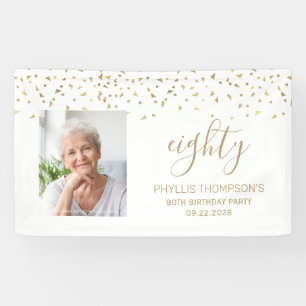 80ste verjaardag Gouden Confetti Driehoeken Foto W Spandoek