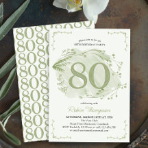 80ste verjaardag Groene tere wilde bloem Nummer 80
