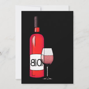 80ste verjaardag: Halftoonse wijnfles & glas Kaart