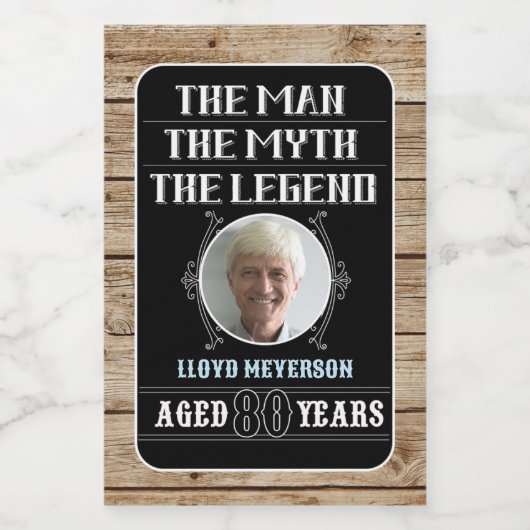 80ste verjaardag Het Man, de mythe, de Legende Wijn Etiket (Enkel label)