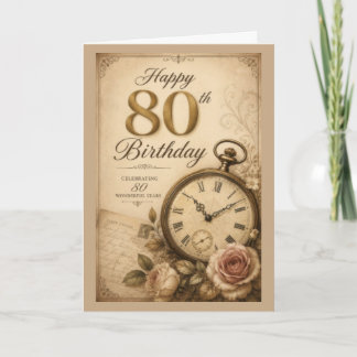 80ste Verjaardag in Vintage Stijl Kaart