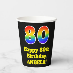 80ste verjaardag: Kleurrijk, Leuk, Opwindend, Rege Papieren Bekers