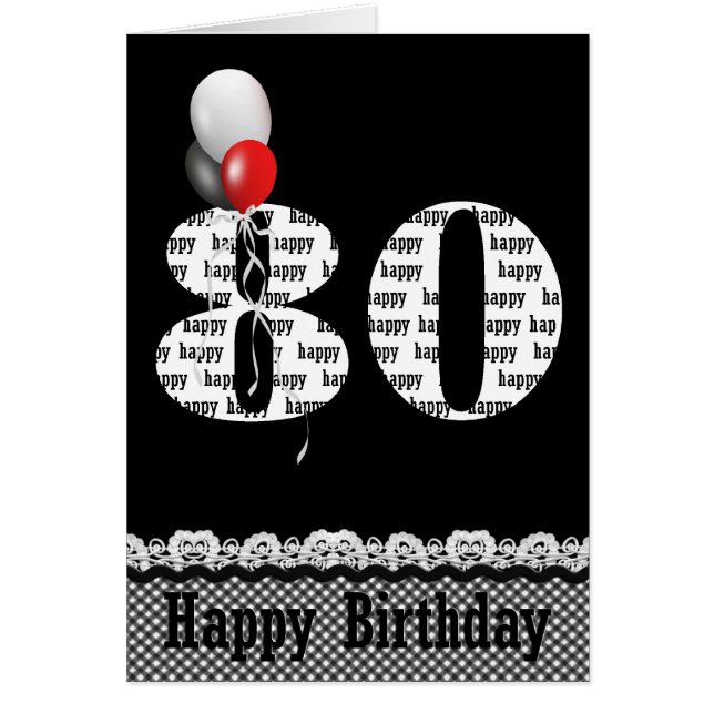 80ste verjaardag met ballonbouquet (Voorkant)