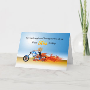 80ste verjaardag met een Flaming Motorcycle Kaart