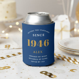 80ste verjaardag naam 1946 Blauwe Gouden Elegante Blikjeskoeler