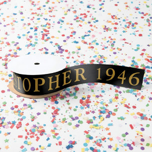 80ste verjaardag naam 1946 zwart goud elegant chic lint