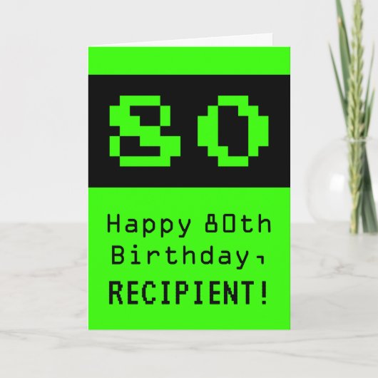 80ste verjaardag: Nerdy / Geeky stijl "80" en naam Kaart (Voorkant)