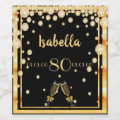 80ste verjaardag op stijlvolle zwarte gouddiamante wijn etiket (Enkel label)