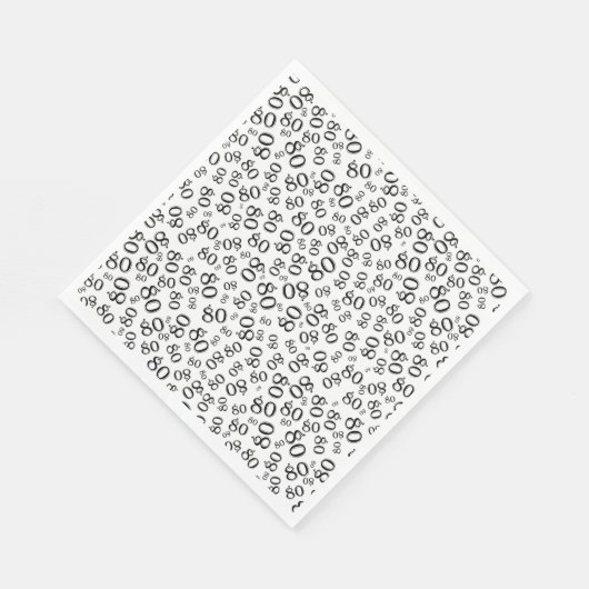 80ste verjaardag Party Nummer Patroon Zwart/Wit Servet (Hoek)