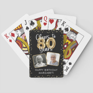 80ste verjaardag Proost op 80 jaar 2 foto's Zwart Pokerkaarten