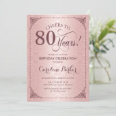 80ste verjaardag - Roos Gold Damask Kaart (Staand voorkant)