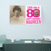 80ste verjaardag roze look 80 aangepaste foto nu d spandoek (Beurs)