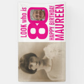 80ste verjaardag roze look 80 aangepaste foto nu d spandoek (Verticaal)