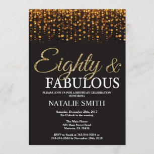 80ste verjaardag Tachtig en Fabulous Gouden Glitte Kaart