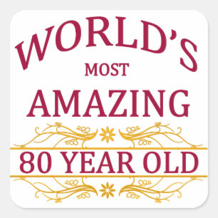 80ste. Verjaardag Vierkante Sticker