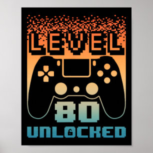 80ste verjaardag voor mannen niveau 80 ontgrendeld poster