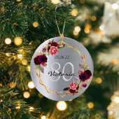 80ste verjaardag zilveren bloemen geometrische bor keramisch ornament