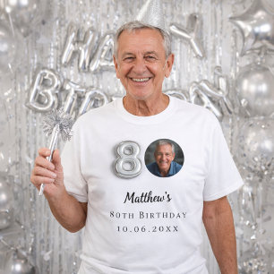 80ste verjaardag zilveren foto t-shirt