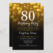 80ste verjaardag - Zwart Wit Goud Kaart (Voorkant / Achterkant)
