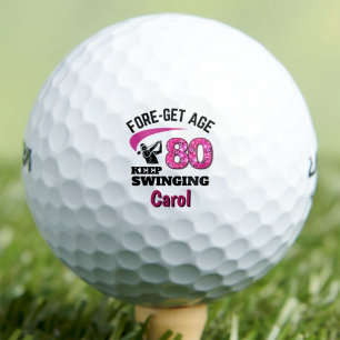 80ste verjaardagscadeau voor collega - Roze vergee Golfballen