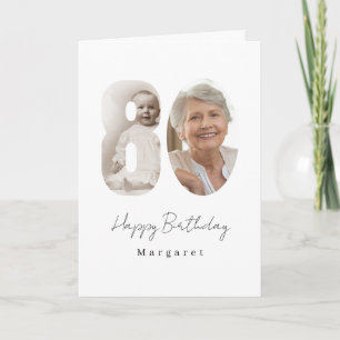 80ste verjaardagsfeest aangepaste foto-verjaardags kaart