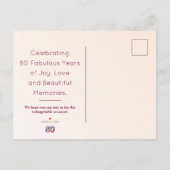 80ste verjaardagsfeest Bloemen Modern 80 jaar fees Uitnodiging Briefkaart (Achterkant)