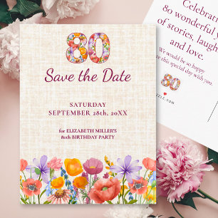 80ste Verjaardagsfeest - Elegante 'Save the Date' Aankondigingskaart